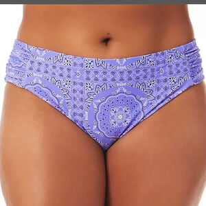 California Waves PURPLE PRINT Flowery Flow Bikini Swim Bottom  US‎ 2 (20/22) NWT